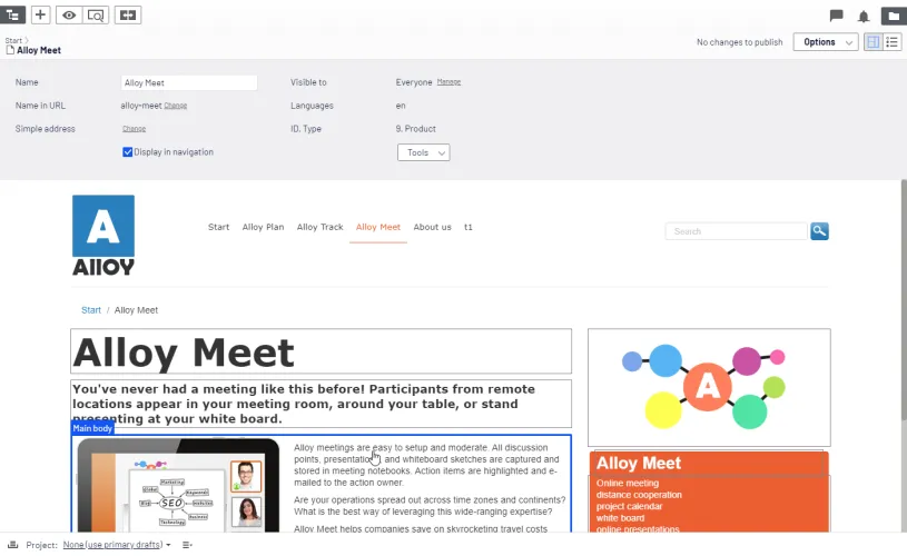 Basic info properties in on-page edit view