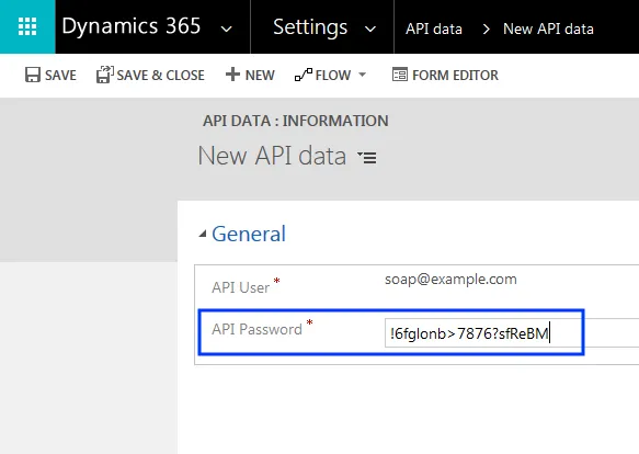 Image: API password Image: API password