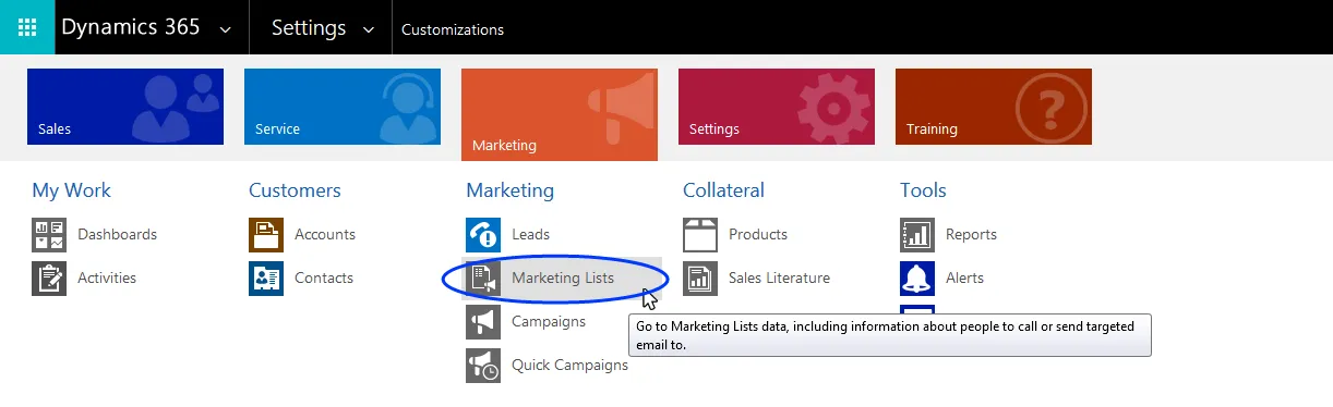 Image: Marketing lists Image: Marketing lists