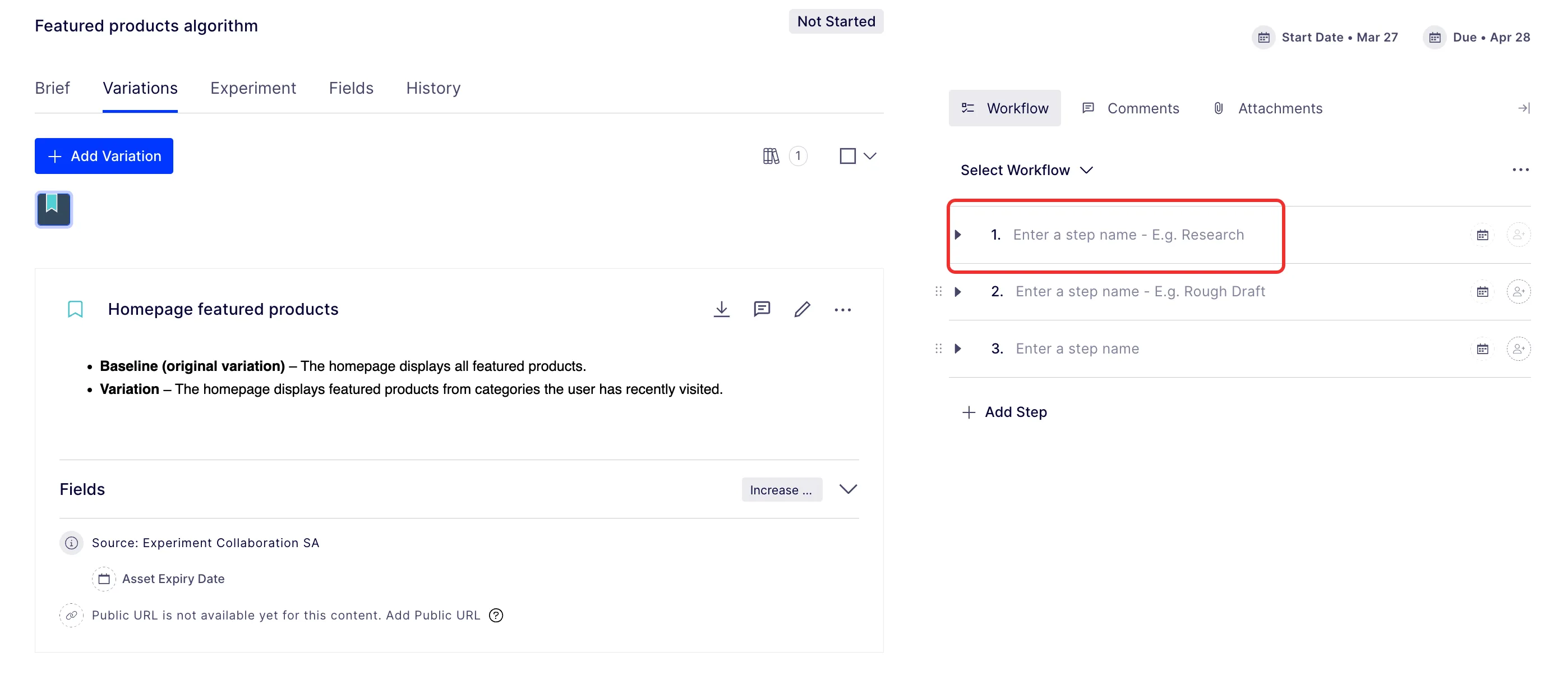 select the first step in a workflow select the first step in a workflow
