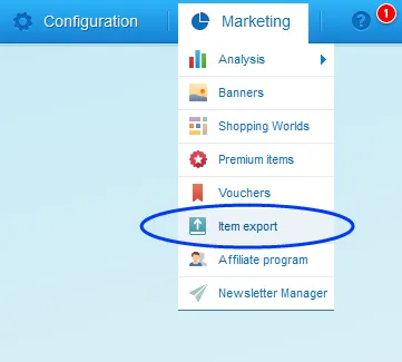 Image: Item export menu item Image: Item export menu item