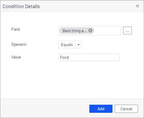 Conditions Details dialog box Conditions Details dialog box
