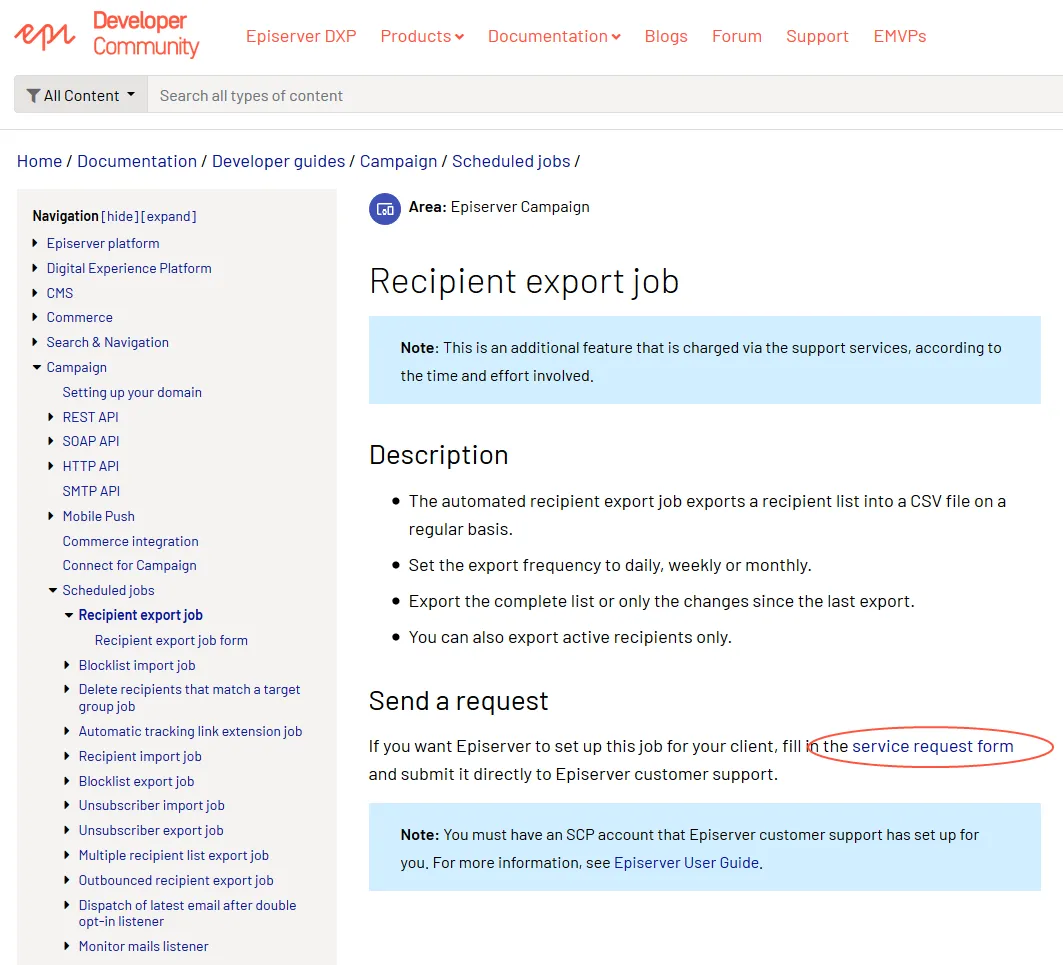 Image: Link to the scheduled jobs online form