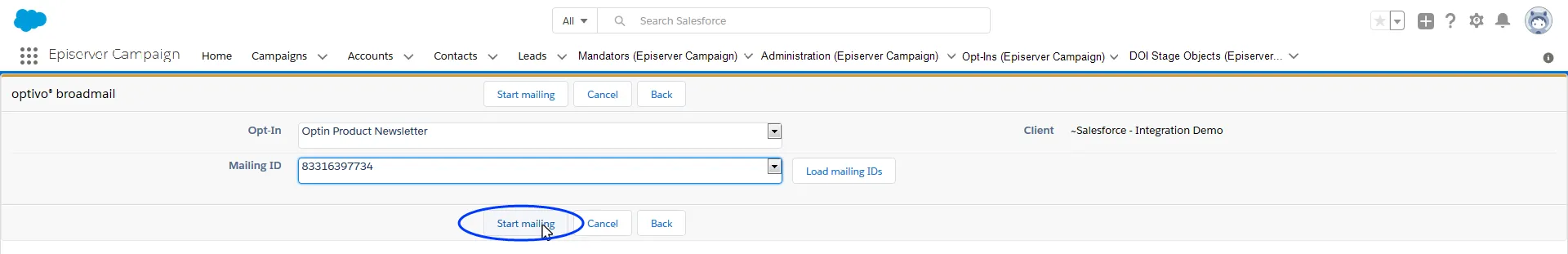 Image: Start mailing