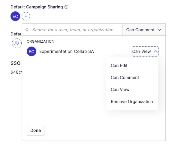 organization has default campaign sharing organization has default campaign sharing