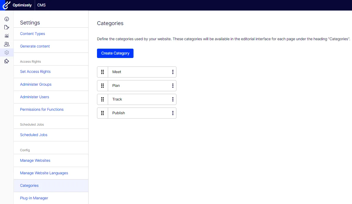 Category settings