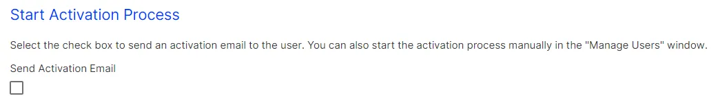 Image: Send activation email Image: Send activation email