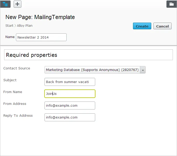 Acoustic New page, properties