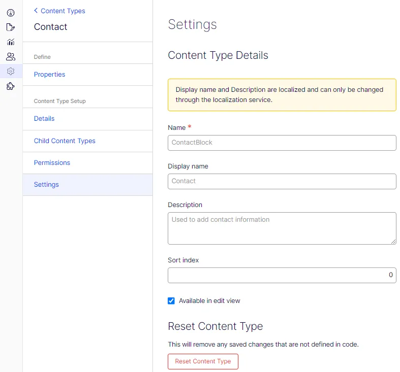 Edit the settings for an existing block type Edit the settings for an existing block type