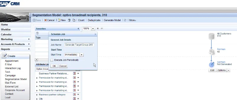 Image: Create target group job Image: Create target group job