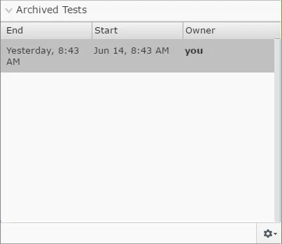 Archived Tests gadget Archived Tests gadget