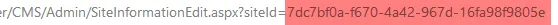 Manage Websites list with the website edit links highlighted, showing where the SiteDefinitionID can be read from the URL Manage Websites list with the website edit links highlighted, showing where the SiteDefinitionID can be read from the URL