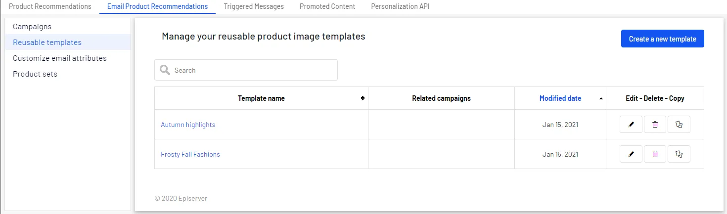 Image: Reusable templates view
