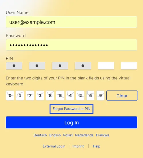 Image: Forgot Password or PIN Image: Forgot Password or PIN