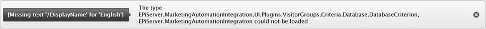 Error message in version 5.0 when using visitor group created in version 4.0 Error message in version 5.0 when using visitor group created in version 4.0
