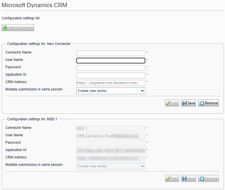 Configuring the Microsoft Dynamics CRM connector Configuring the Microsoft Dynamics CRM connector