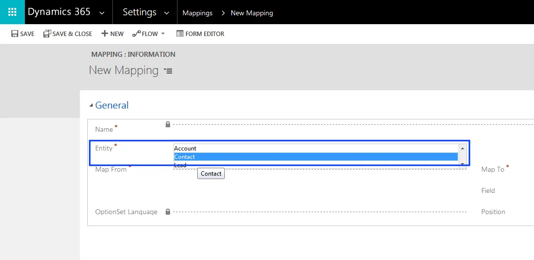 Image: Select Contact entity Image: Select Contact entity
