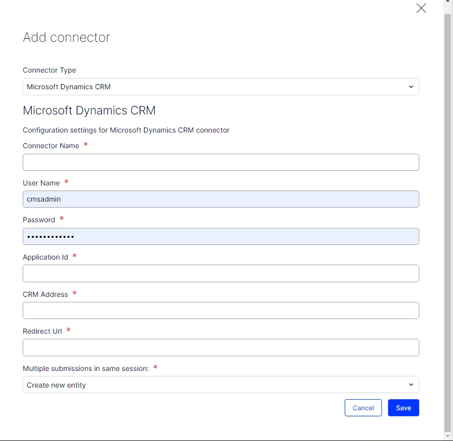 Microsoft Dynamics CRM settings screen Microsoft Dynamics CRM settings screen