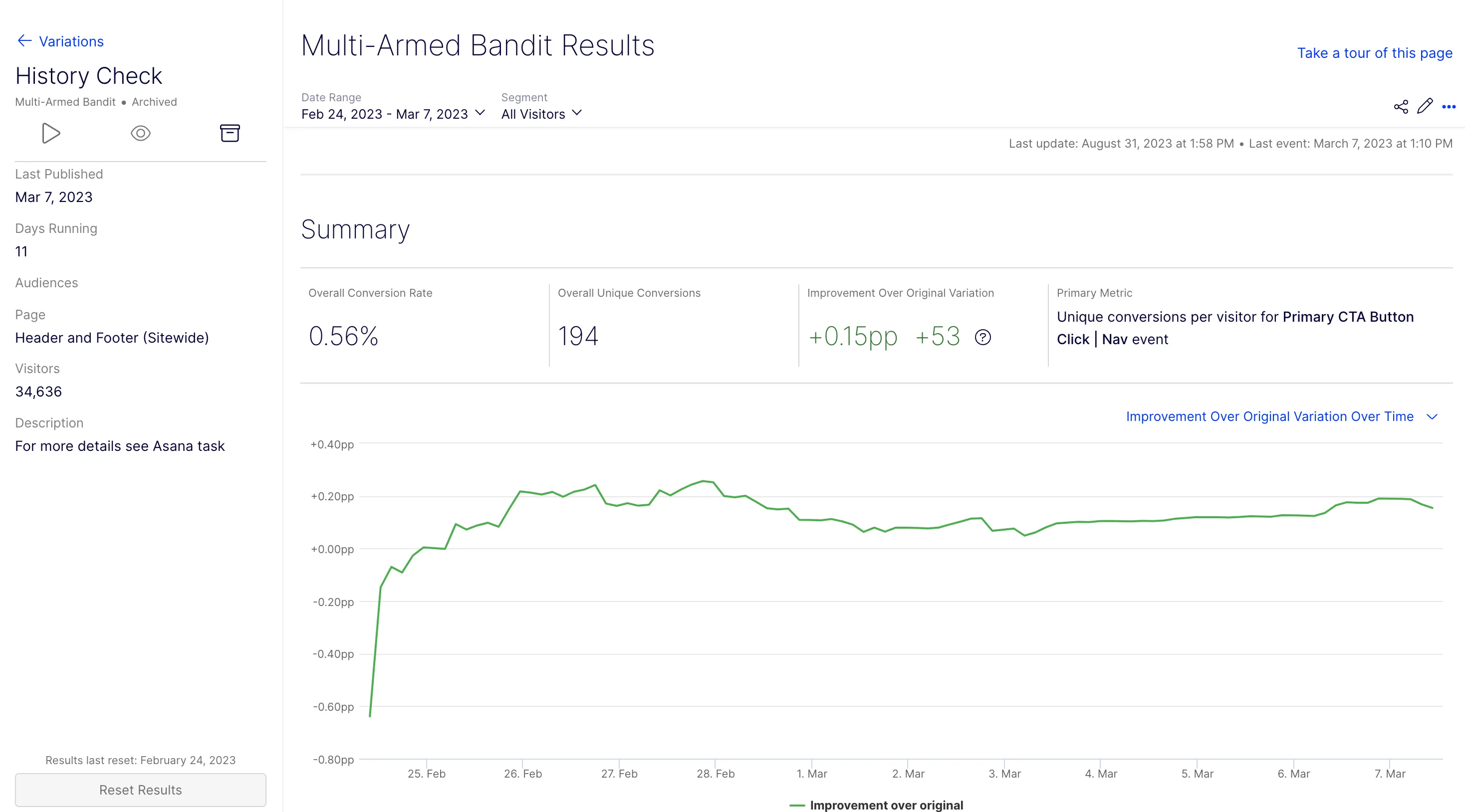 Mult-Armed Bandit Results page Mult-Armed Bandit Results page