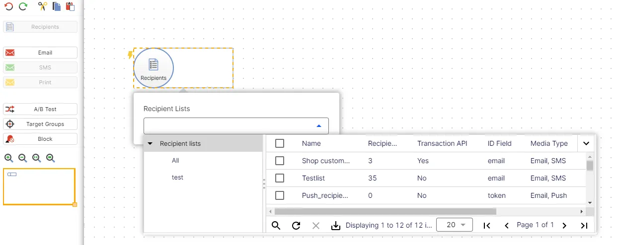 Image: Selecting transaction recipient list Image: Selecting transaction recipient list