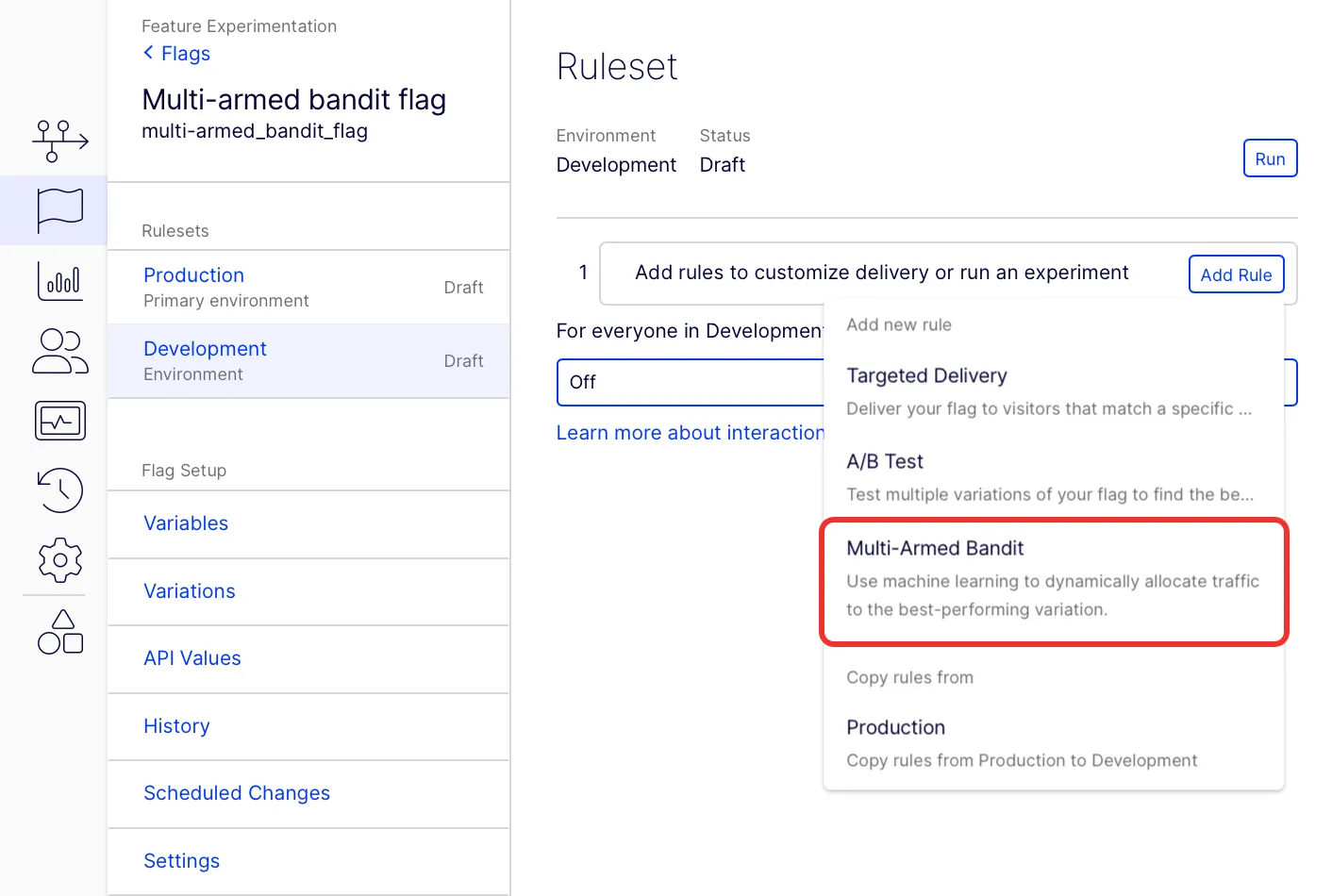 Select Multi-Armed Bandit rule Select Multi-Armed Bandit rule
