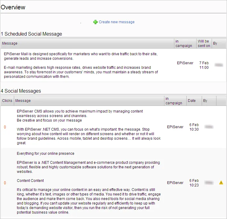 Message overview