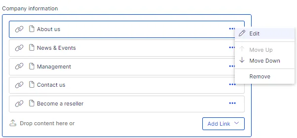 Create links for pages, media files, external sources
and email addresses.