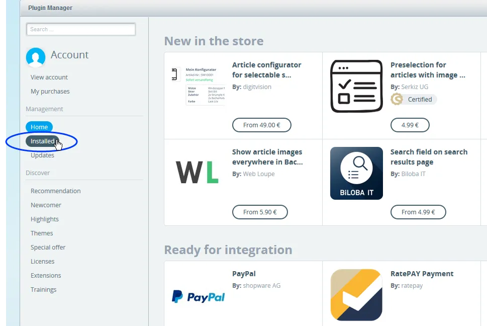 Image: Click Installed Image: Click Installed