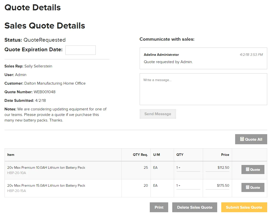 RFQ quote button RFQ quote button
