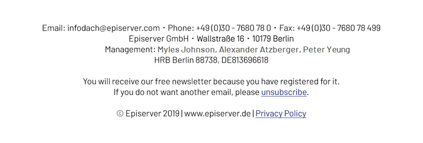 Image: Example newsletter footer