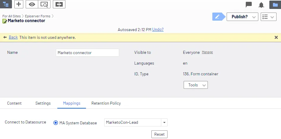 Mapping a Marketo database field to a form field