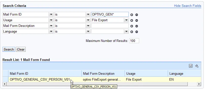 Image: Select Mail Form ID Image: Select Mail Form ID