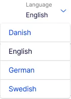 Language selector showing available language filter options