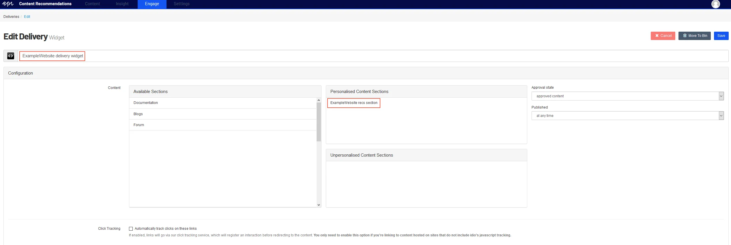 Configure delivery widget Configure delivery widget