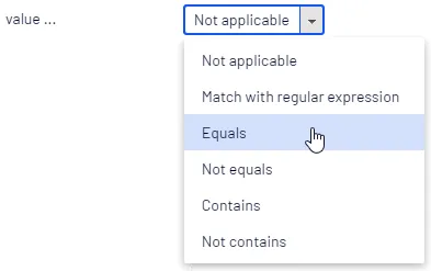 Value menu options Value menu options