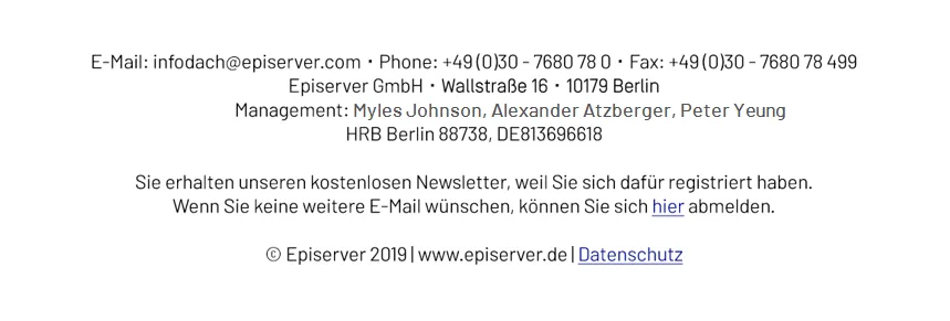 Bild: Beispiel: Newsletter-Footer Bild: Beispiel: Newsletter-Footer