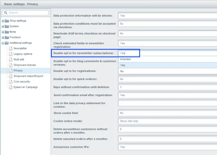Image: Select double opt-in Image: Select double opt-in
