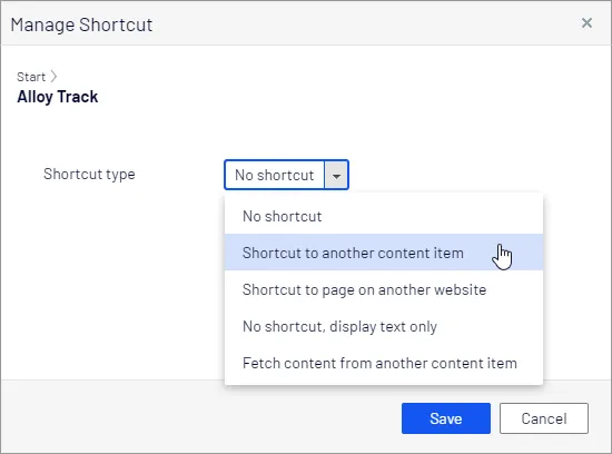 Image: Manage shortcut dialog box Image: Manage shortcut dialog box