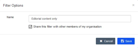 Save filter options Save filter options