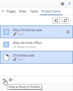 Project Items tab in navigation pane