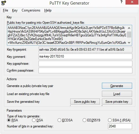 Bild: PuTTY Schlüssel Bild: PuTTY Schlüssel