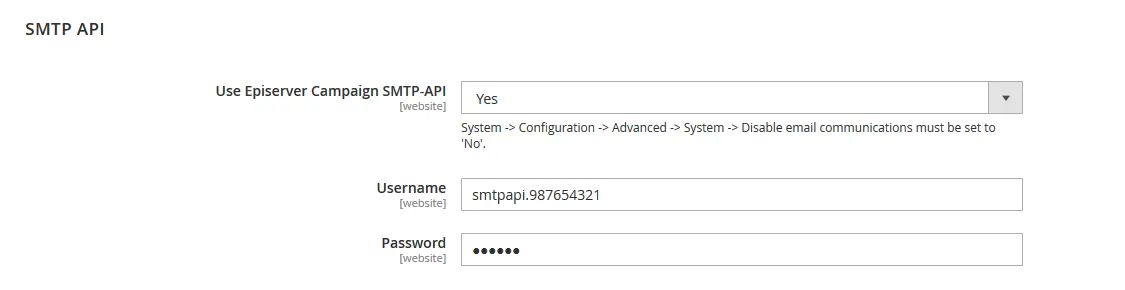 Bild: SMTP-API-Bereich Bild: SMTP-API-Bereich