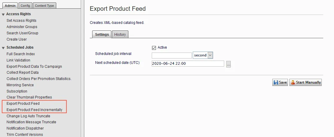 product recommendations admin export feed