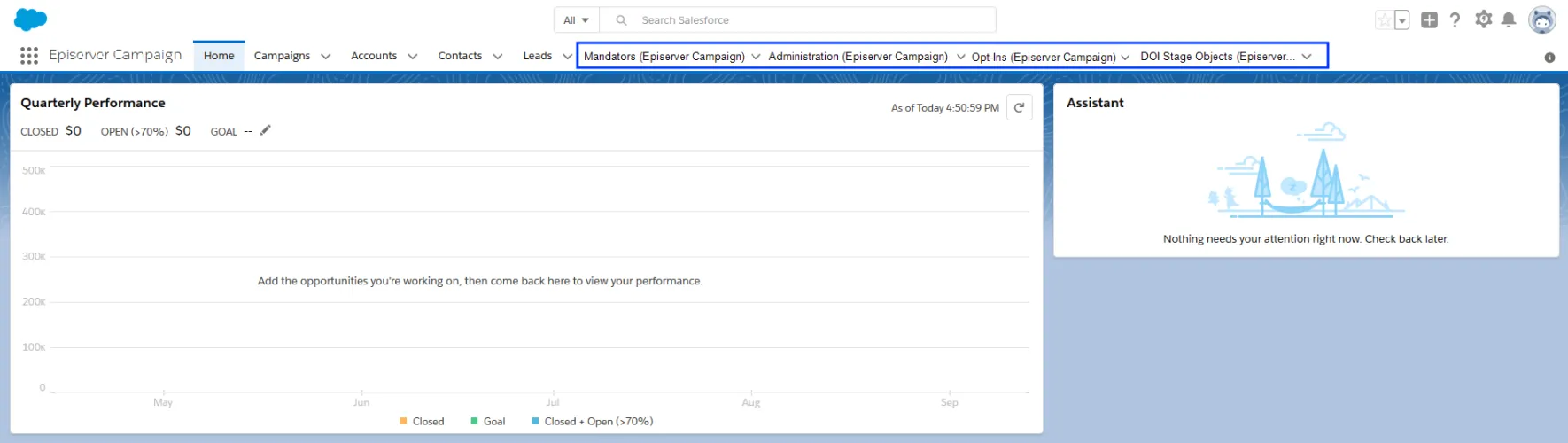 Image: Salesforce add-on tabs Image: Salesforce add-on tabs