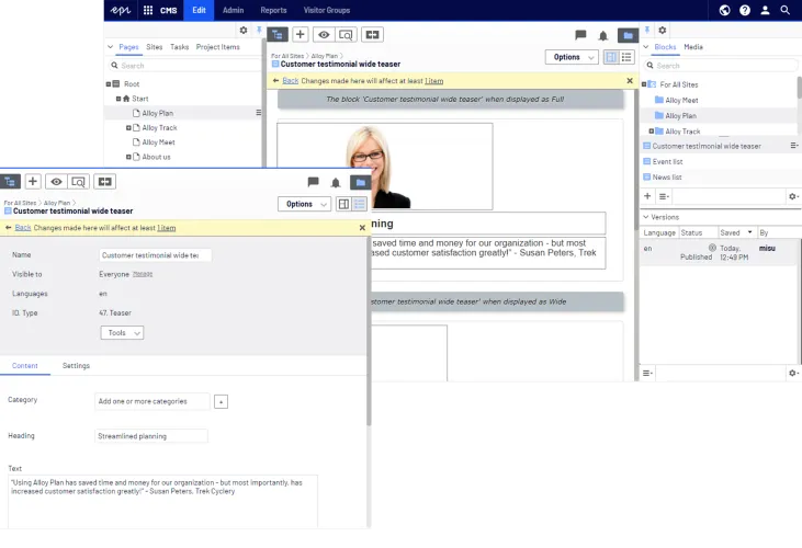 Block editing in on-page edit view/all properties view Block editing in on-page edit view/all properties view