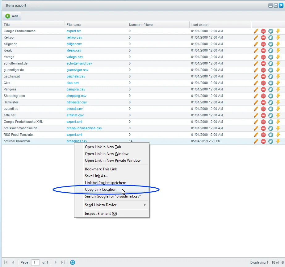 Image: Select option to copy link Image: Select option to copy link