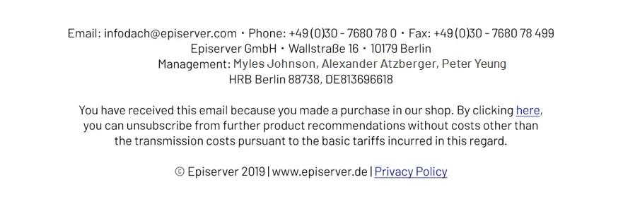 Image: Example email footer