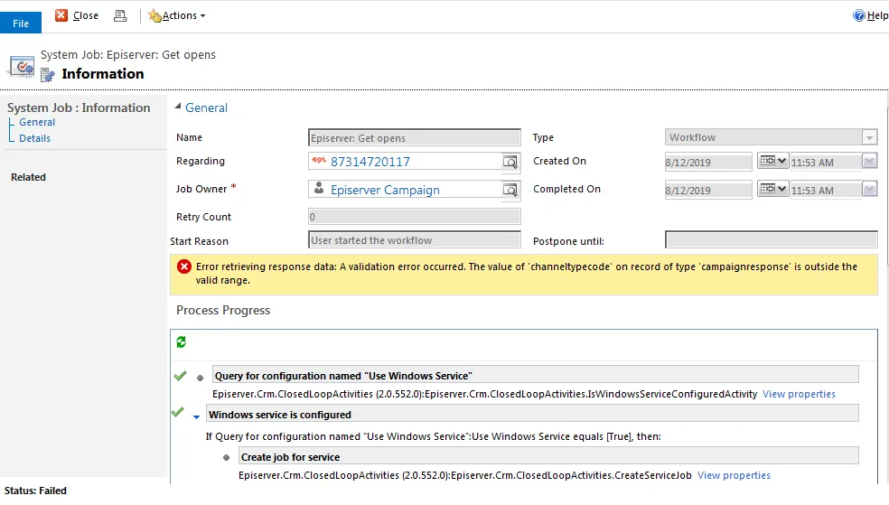 Image: Workflow error details