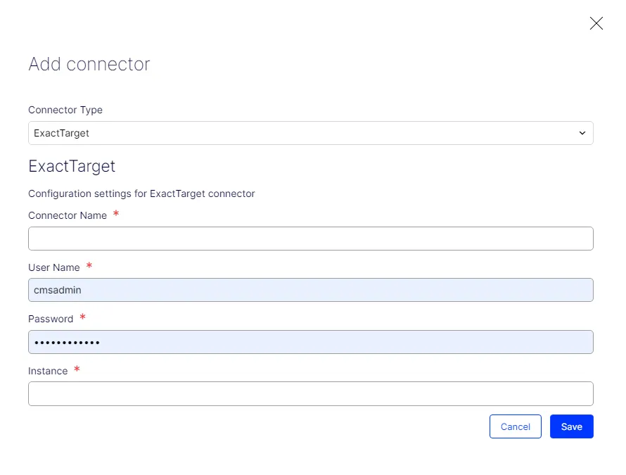 Salesforce Marketing Cloud (ExactTarget) configuration settings screen