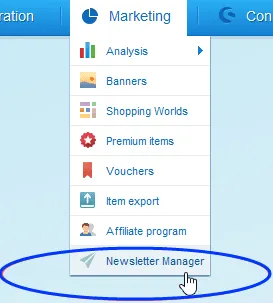 Image: Newsletter Manager menu item Image: Newsletter Manager menu item